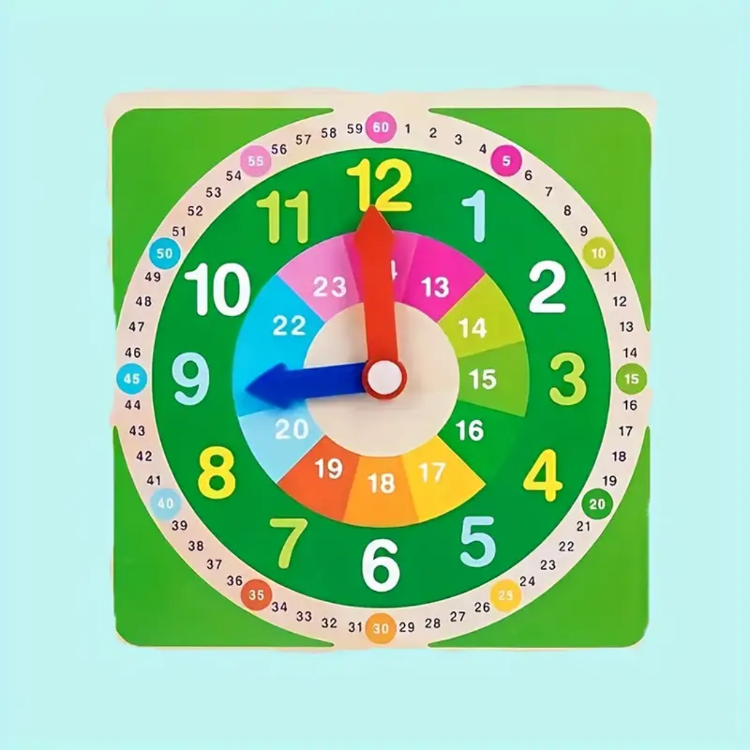 Colorful Wooden Clock Toy – Teach Time Without Screens
