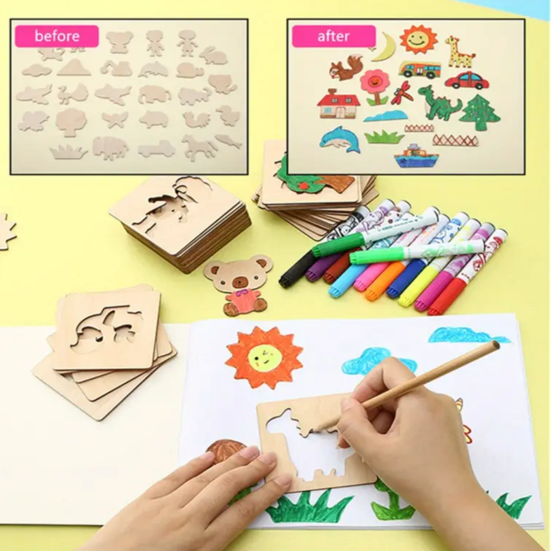 10pcs Wooden Drawing Templates