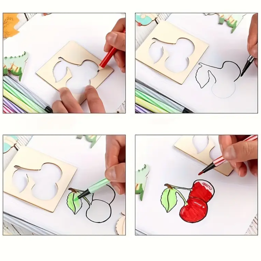 10pcs Wooden Drawing Templates
