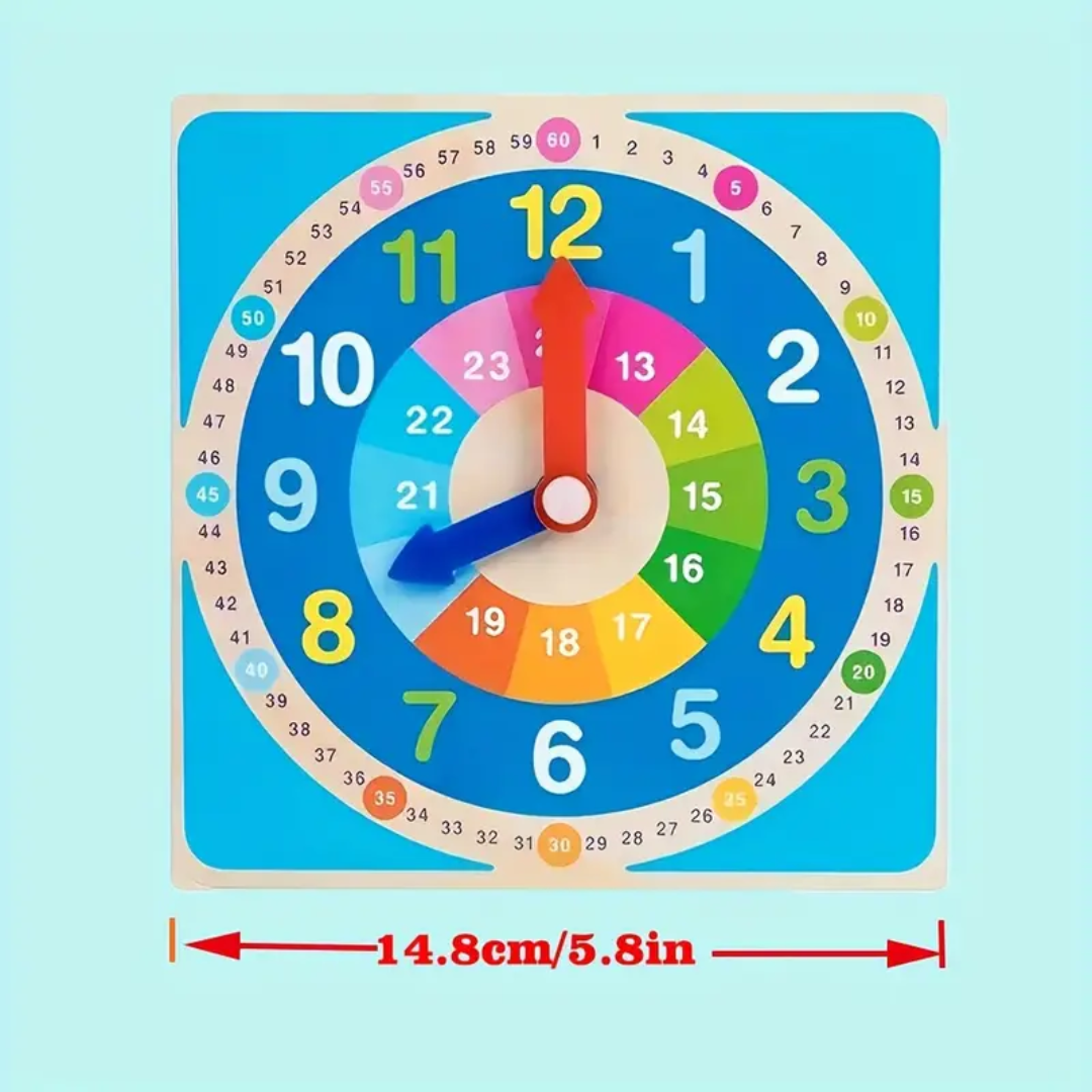 Colorful Wooden Clock Toy – Teach Time Without Screens