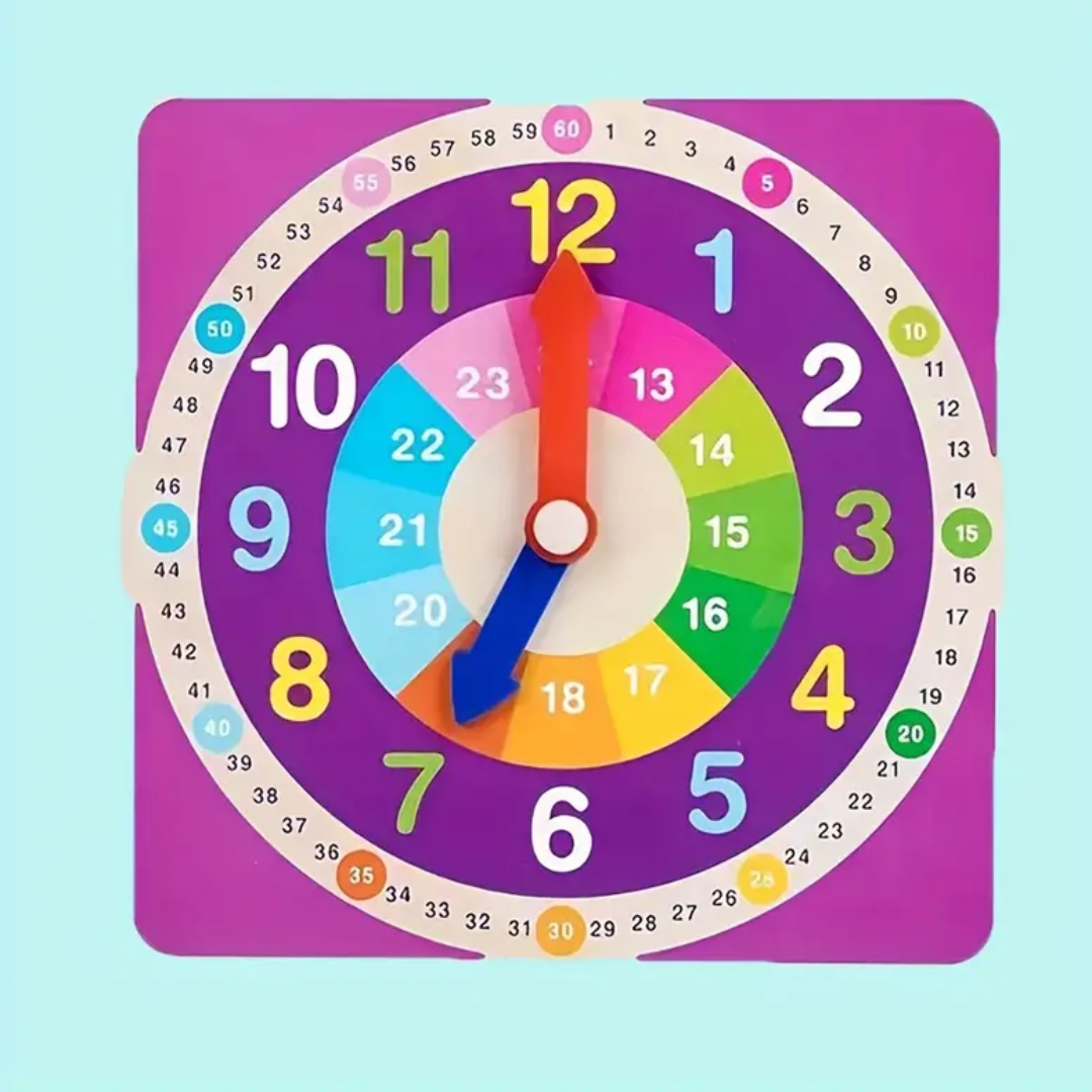 Colorful Wooden Clock Toy – Teach Time Without Screens