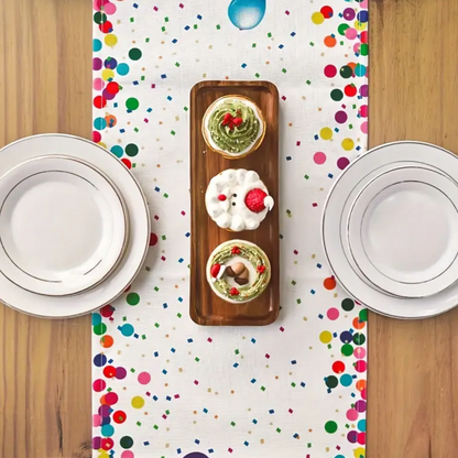 Linen Birthday Table Runner – Colorful, Reusable Party Decor